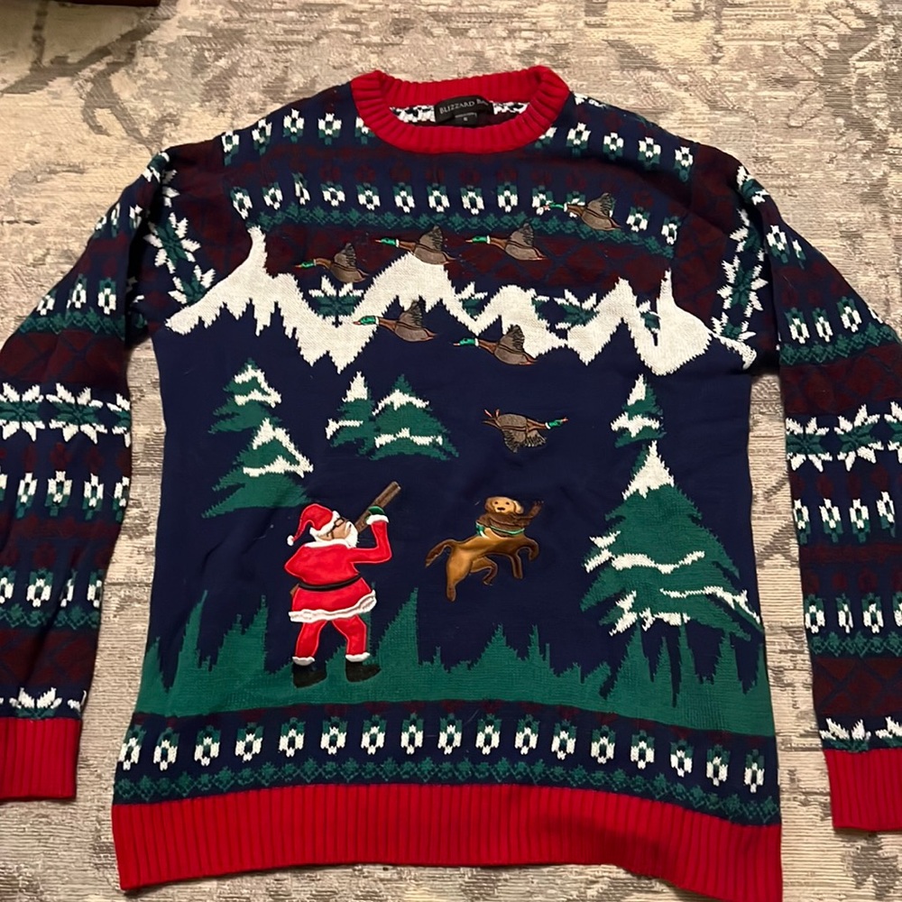 Men’s Size Small Duck Hunt Ugly Christmas Sweater - Fair Isle